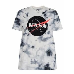 NASA Tie Dye Logo T-Shirt Adult XL White Black Graphic Tee